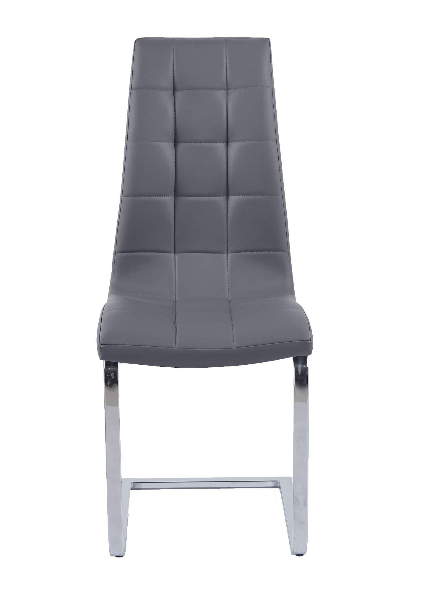 Delma Grey Faux Leather Dining Chair and Chrome Cantilever Base - Pair of 2