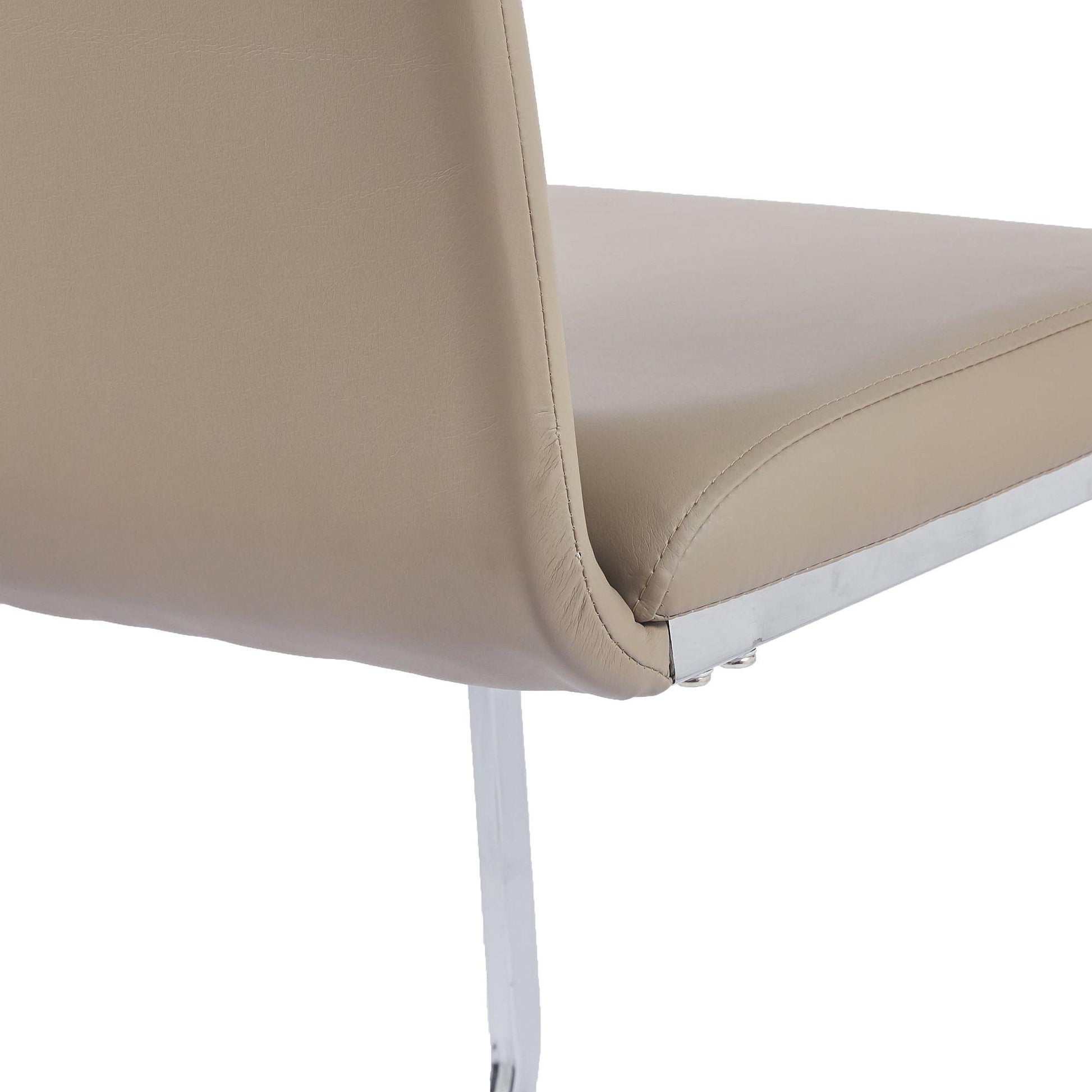 Argyle Beige Faux Leather Dining Chair and Chrome Cantilever Base - Pair of 2