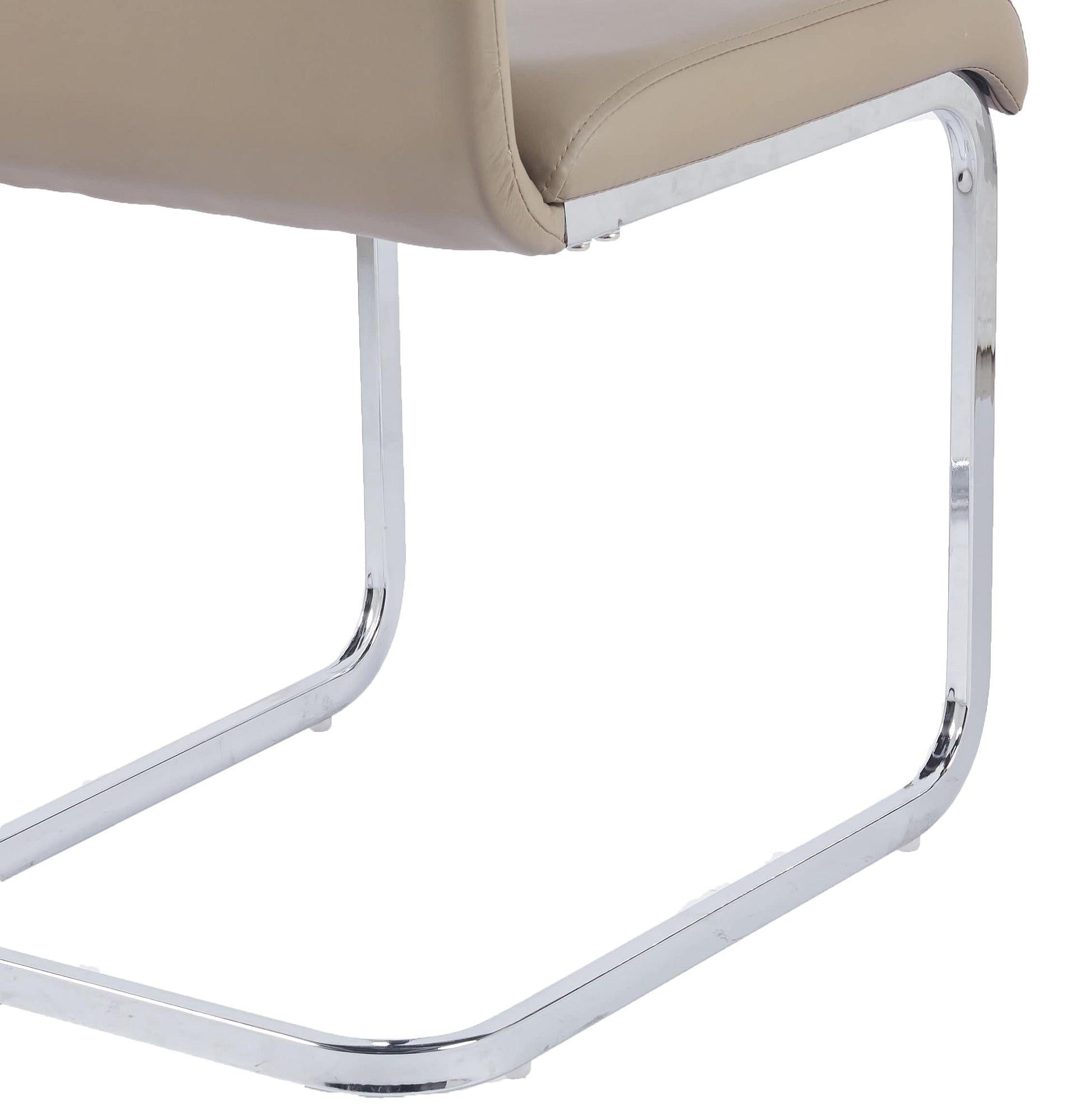 Argyle Beige Faux Leather Dining Chair and Chrome Cantilever Base - Pair of 2