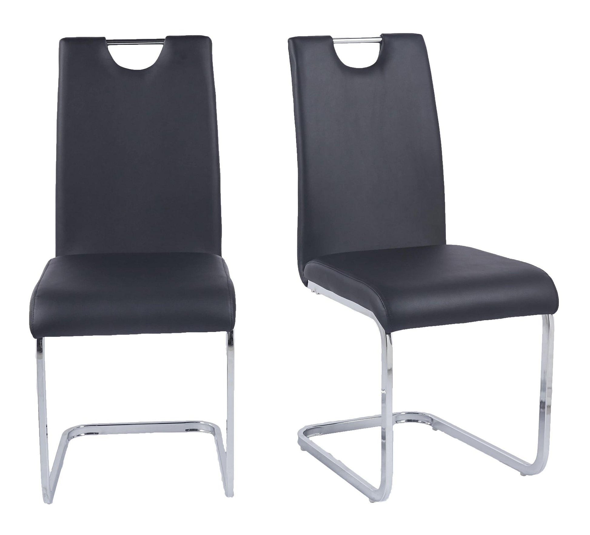 Argyle Black Faux Leather Dining Chair and Chrome Cantilever Base - Pair of 2