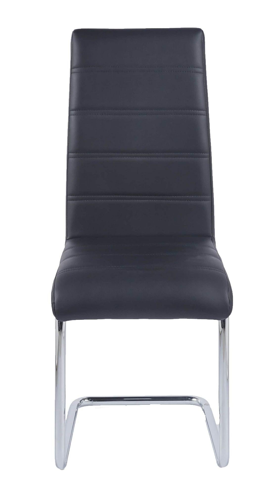 Holm Black Faux Leather Dining Chair and Chrome Cantilever Base - Pair of 2