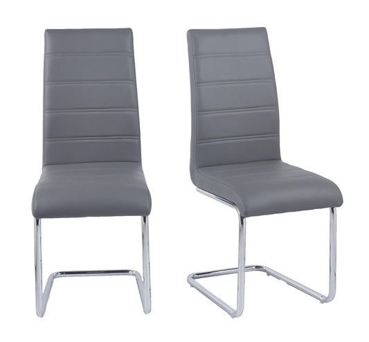 Holm Grey Faux Leather Dining Chair and Chrome Cantilever Base - Pair of 2