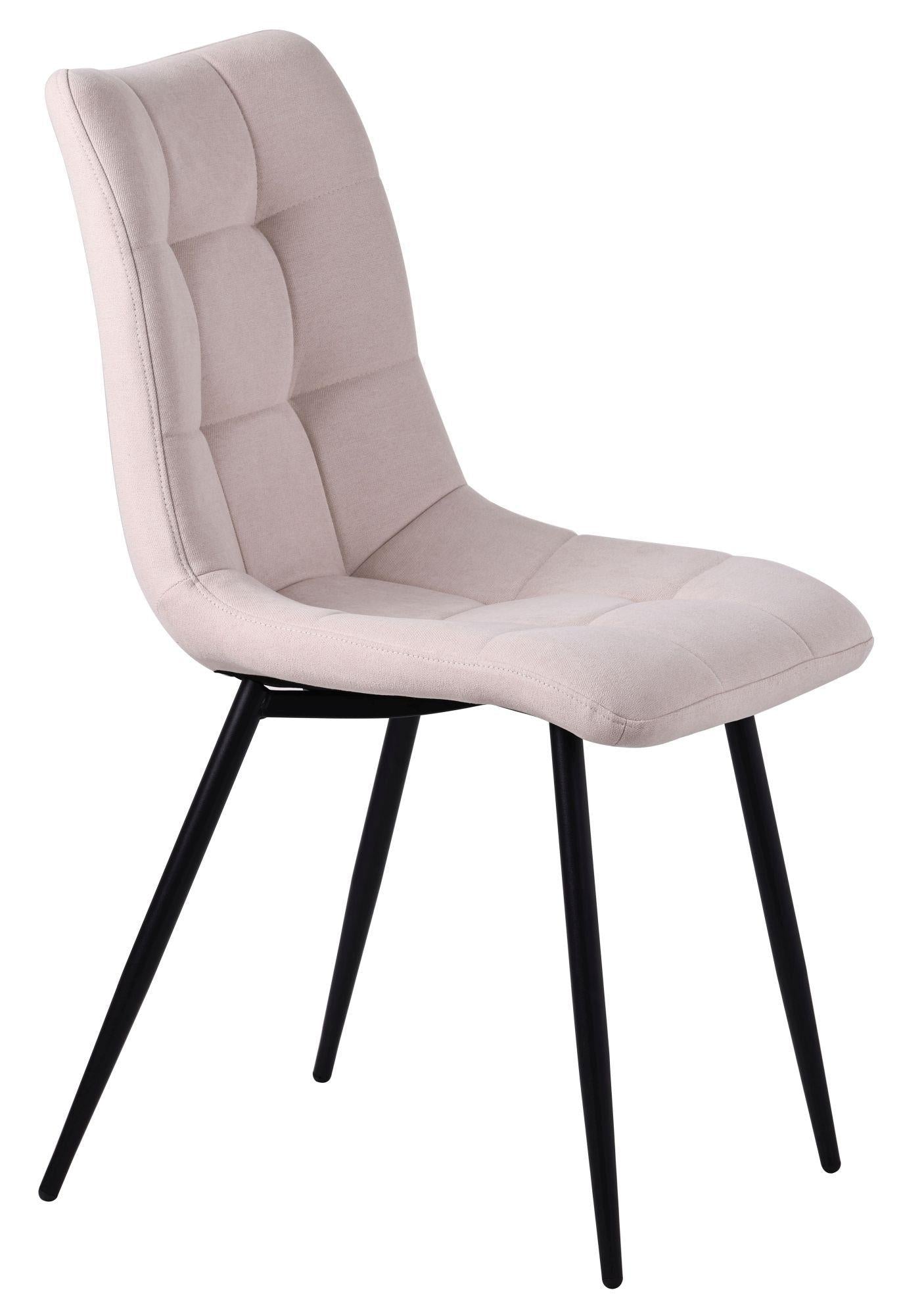 Elba Dining Chairs in Beige Fabric and Black Metal Legs - Pair of 2
