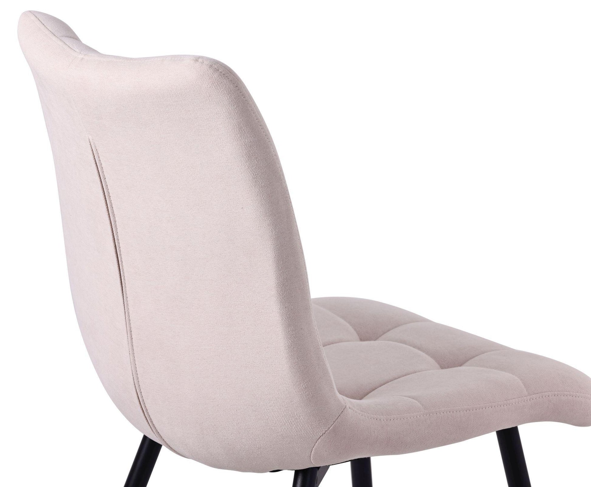Elba Dining Chairs in Beige Fabric and Black Metal Legs - Pair of 2