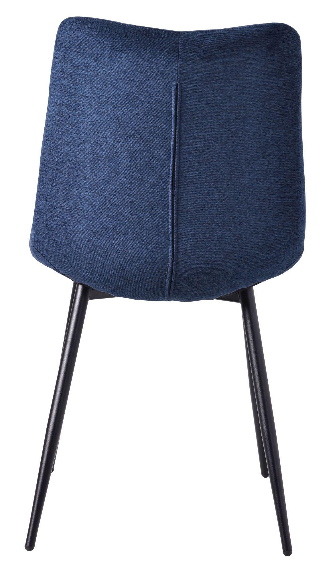 Elba Dining Chairs in Blue Fabric and Black Metal Legs - Pair of 2