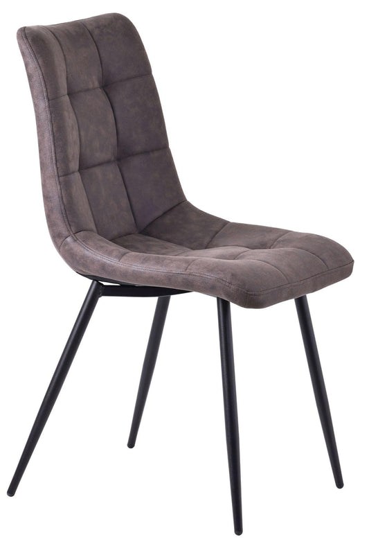 Elba Dining Chairs in Grey Leather Look Fabric and Black Metal Legs - Pair of 2