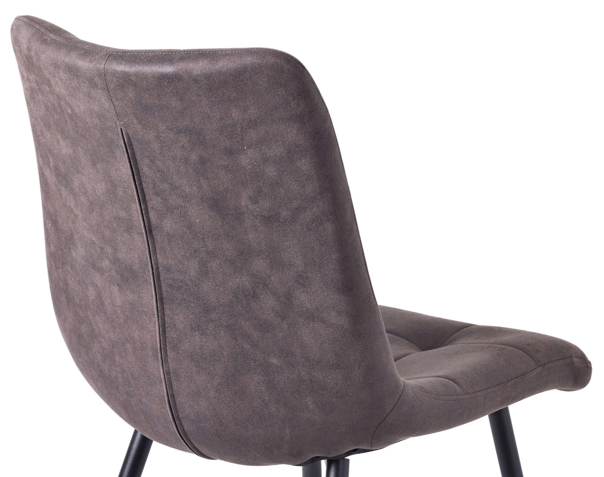 Elba Dining Chairs in Grey Leather Look Fabric and Black Metal Legs - Pair of 2