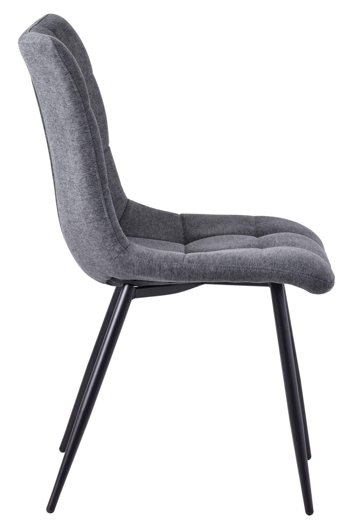 Elba Dining Chairs in Light Grey Fabric and Black Metal Legs - Pair of 2