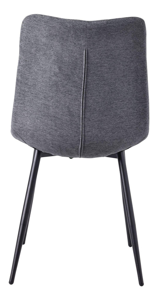 Elba Dining Chairs in Light Grey Fabric and Black Metal Legs - Pair of 2