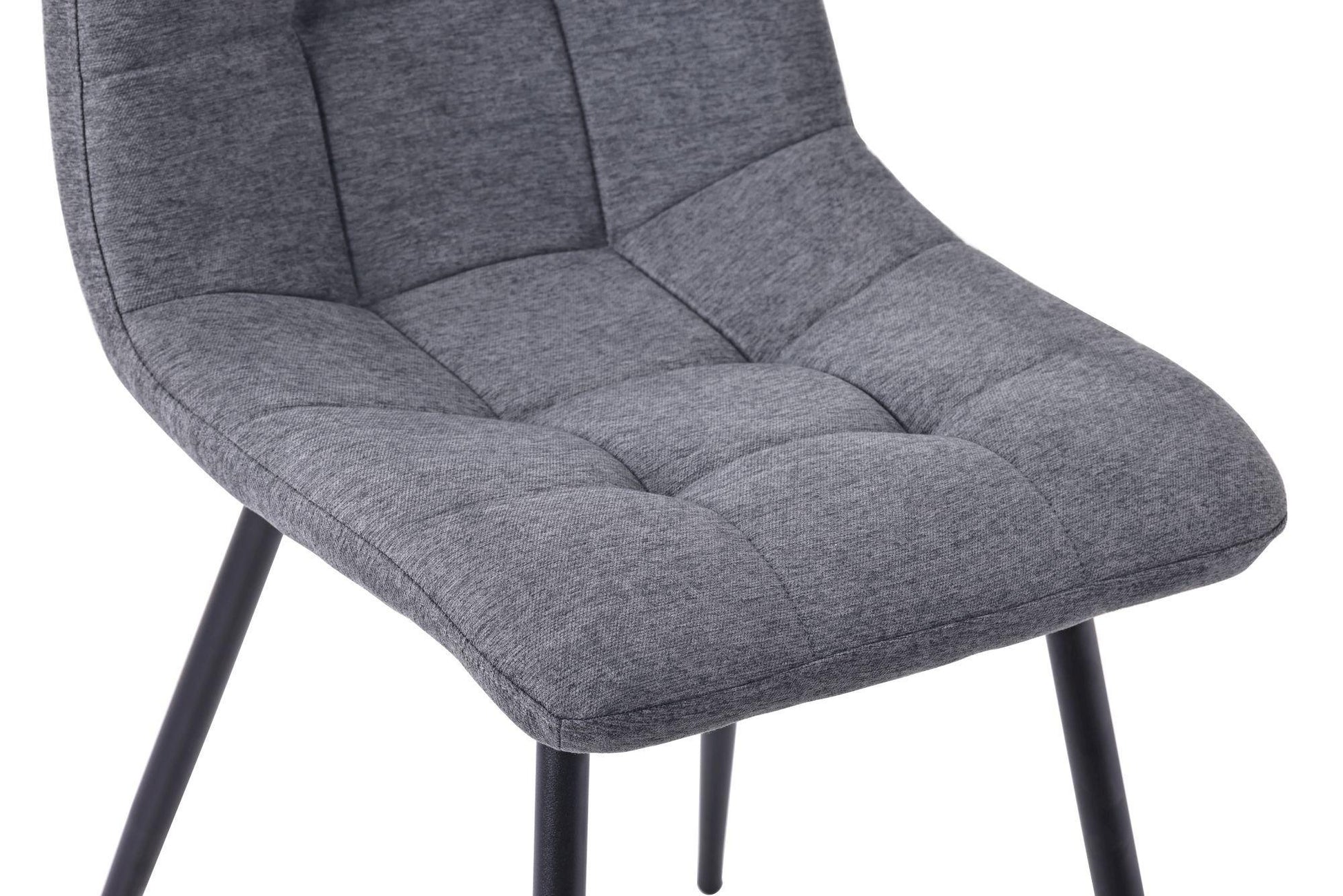 Elba Dining Chairs in Light Grey Fabric and Black Metal Legs - Pair of 2