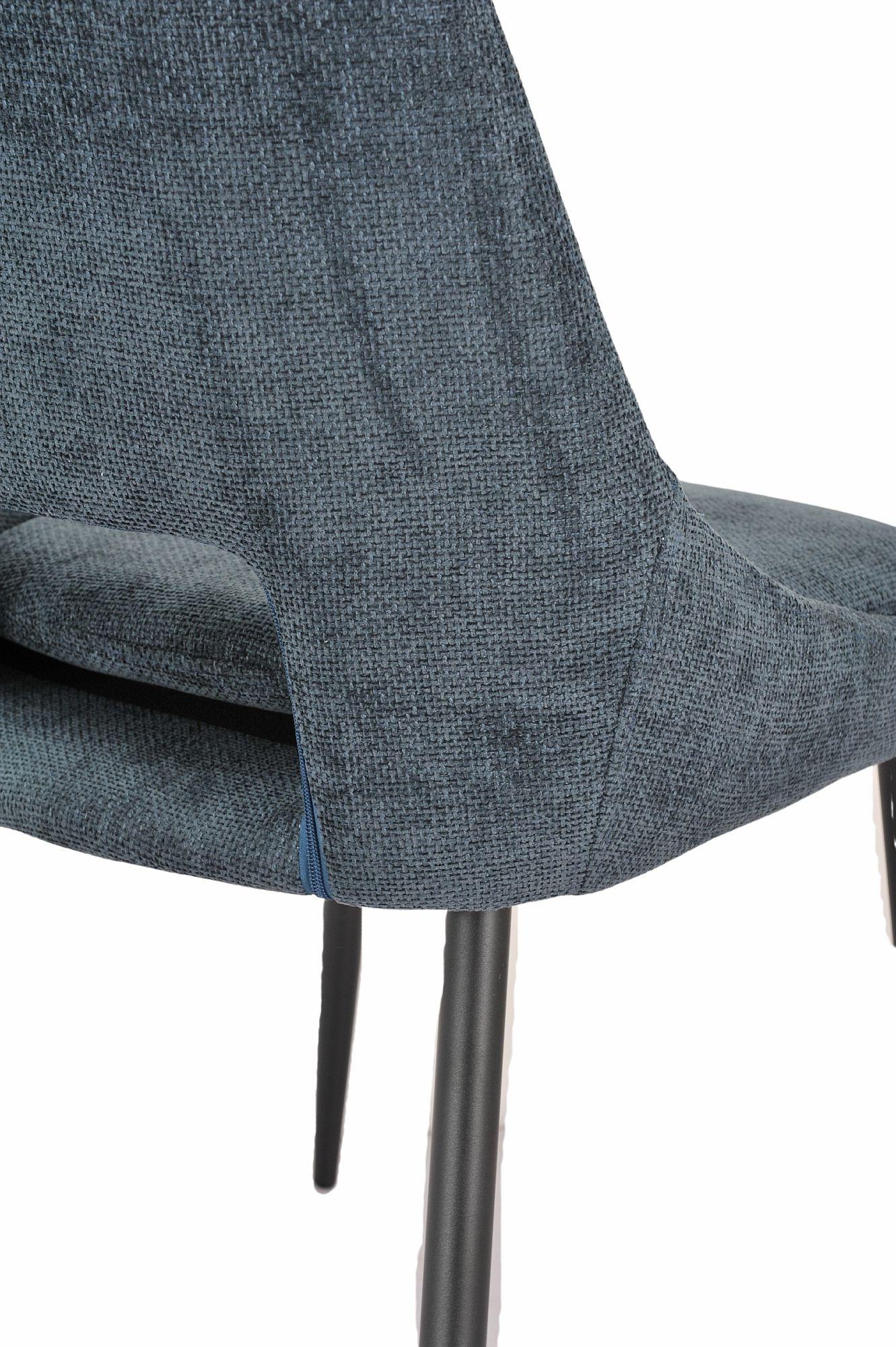 Fabien Blue Fabric Dining Chair with Black Legs - Pair of 2