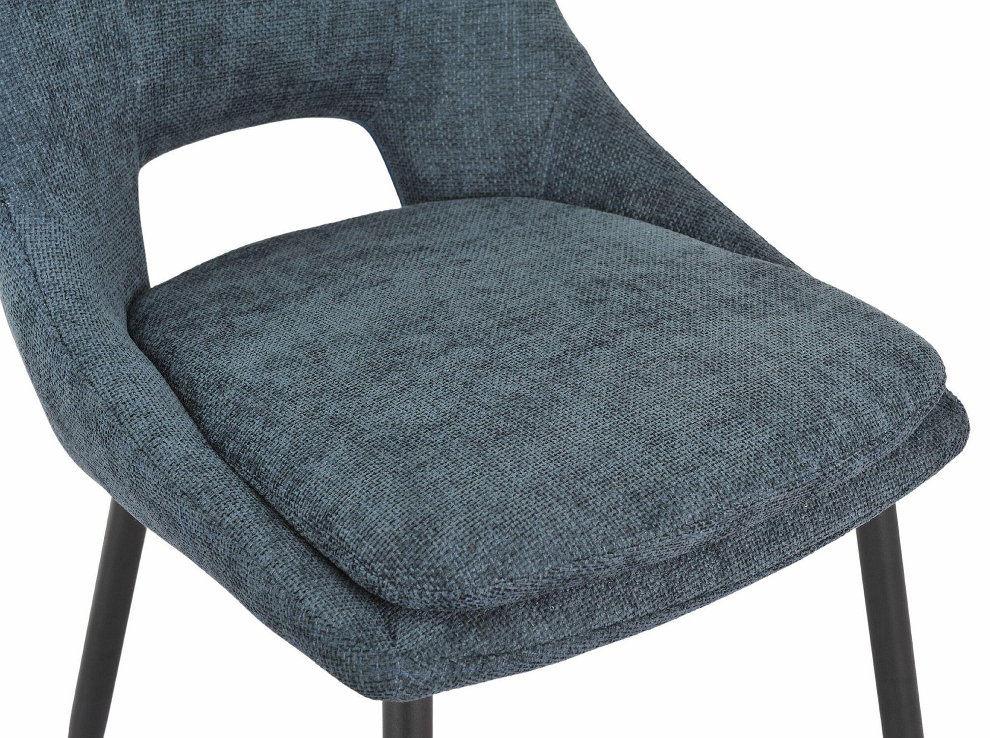 Fabien Blue Fabric Dining Chair with Black Legs - Pair of 2