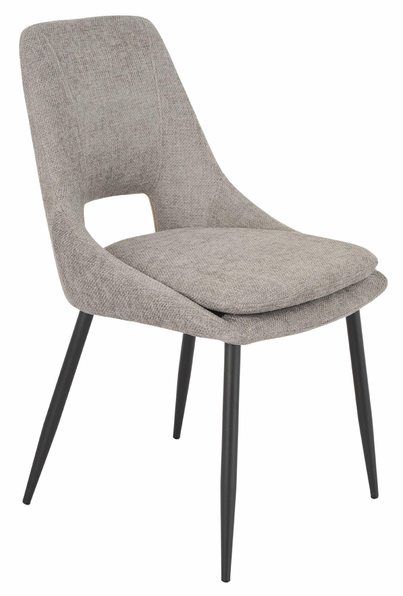 Fabien Grey Fabric Dining Chair with Black Legs - Pair of 2