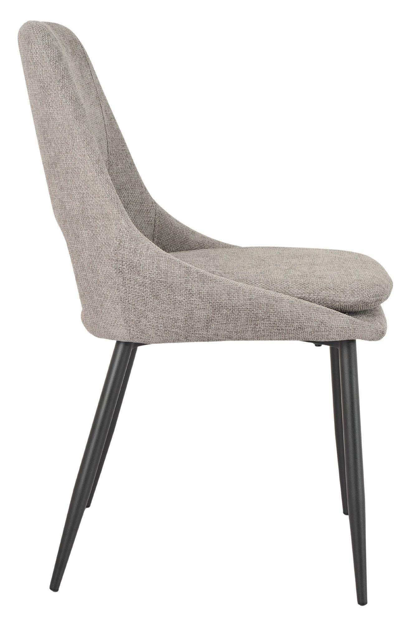 Fabien Grey Fabric Dining Chair with Black Legs - Pair of 2