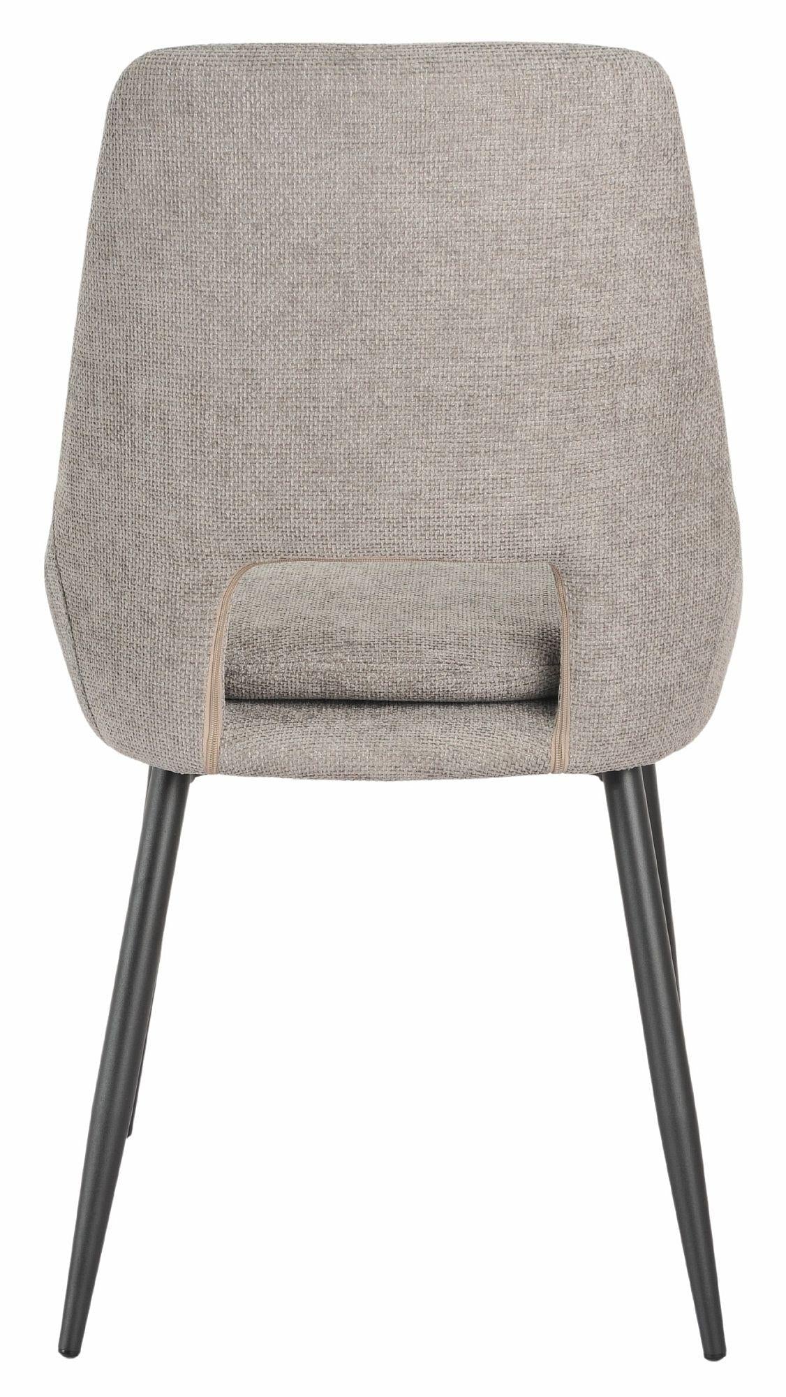 Fabien Grey Fabric Dining Chair with Black Legs - Pair of 2