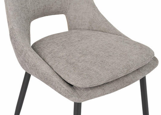 Fabien Grey Fabric Dining Chair with Black Legs - Pair of 2