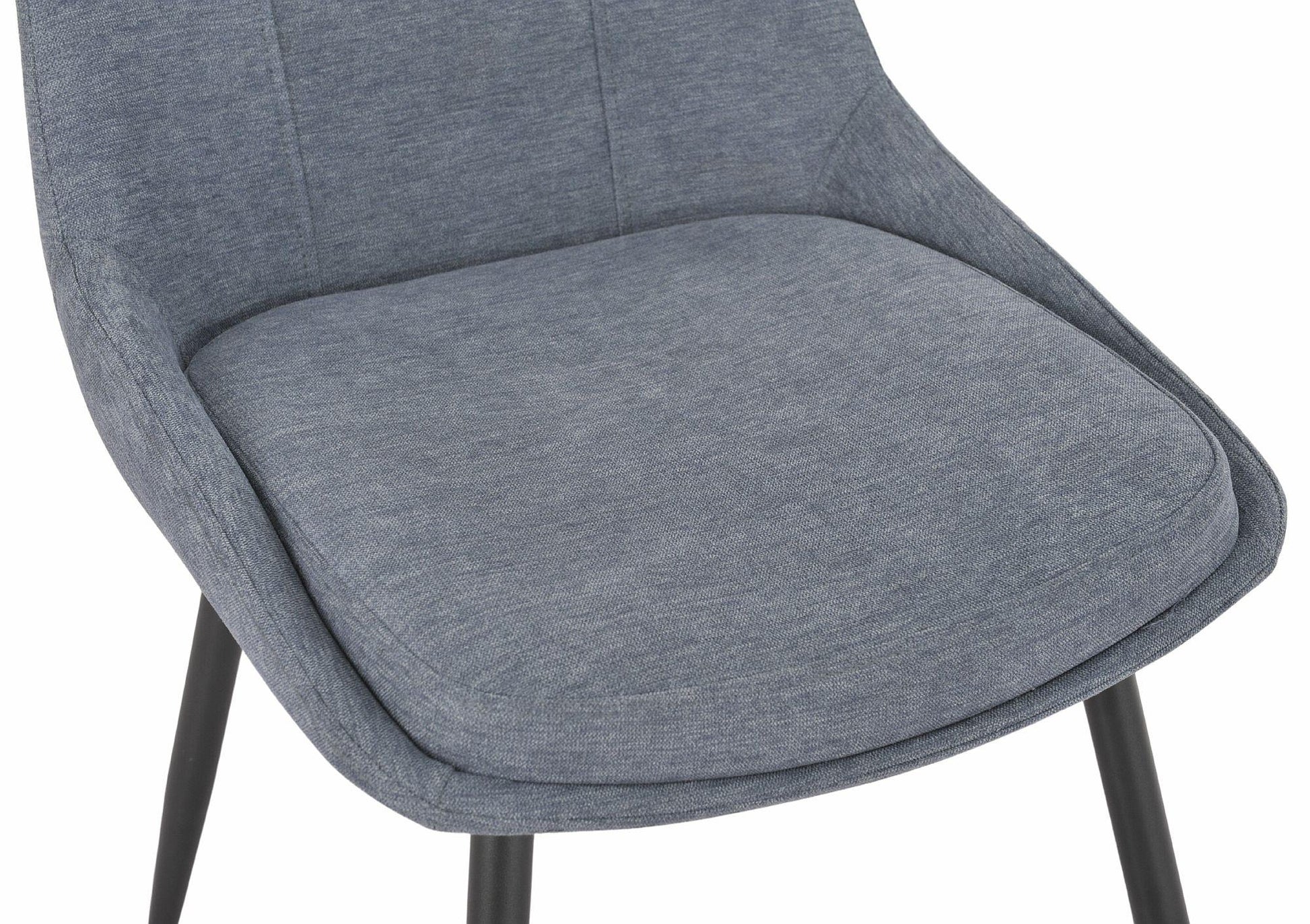 Jeeves Dark Grey Fabric Dining Chair with Black Legs - Pair of 2