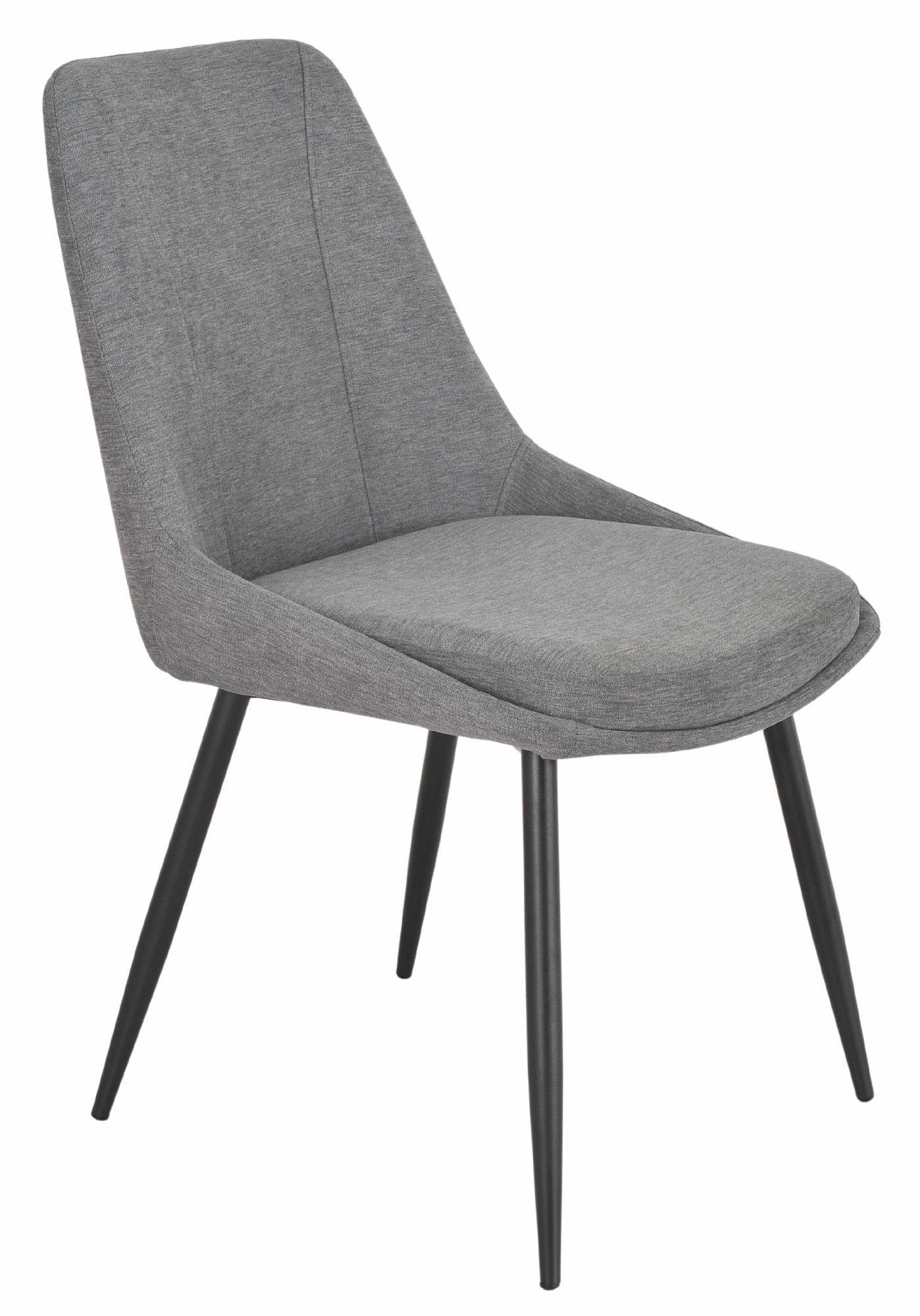 Jeeves Grey Fabric Dining Chair with Black Legs - Pair of 2