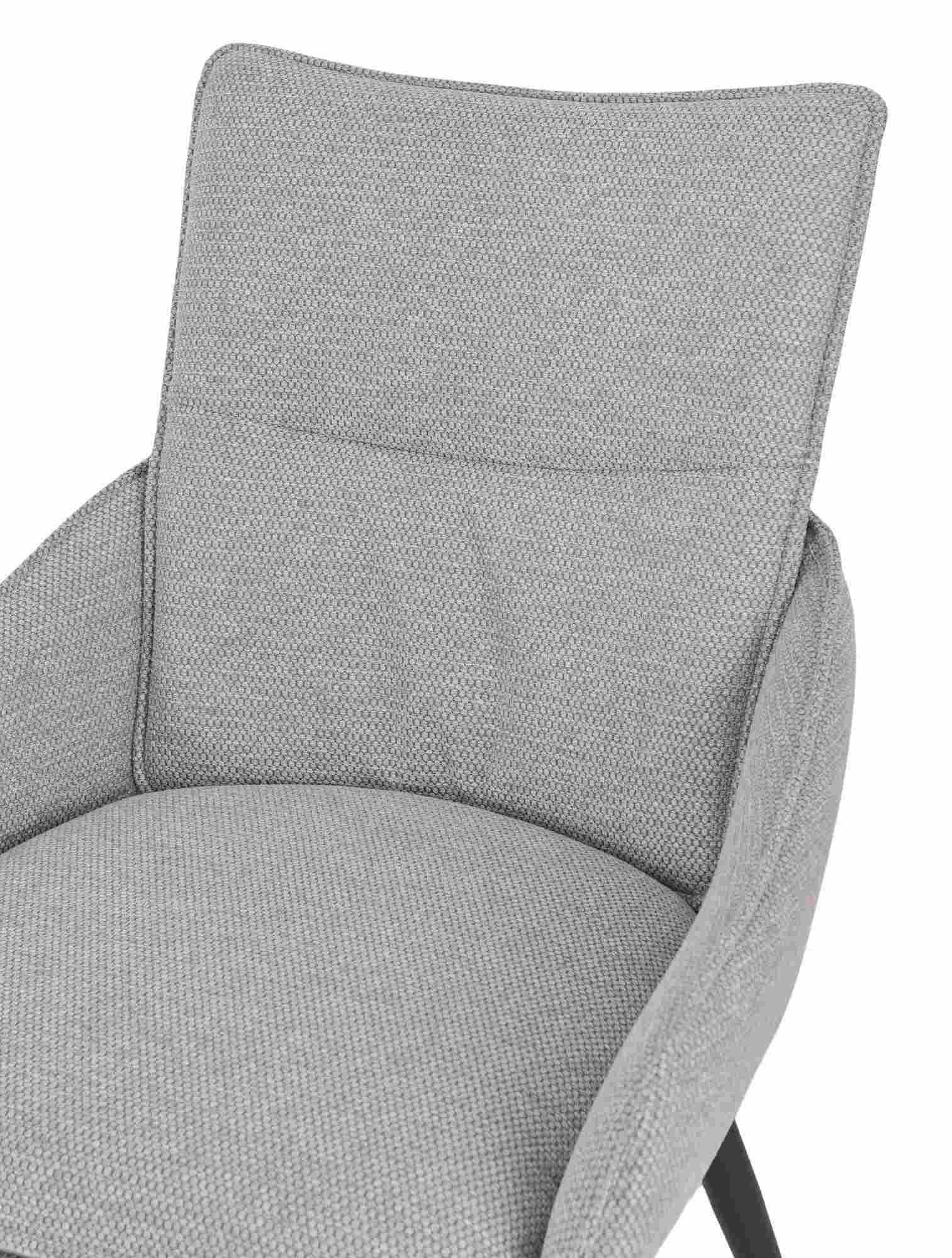 Flavio Grey Fabric Swivel Dining Chair with Black Legs - Pair of 2