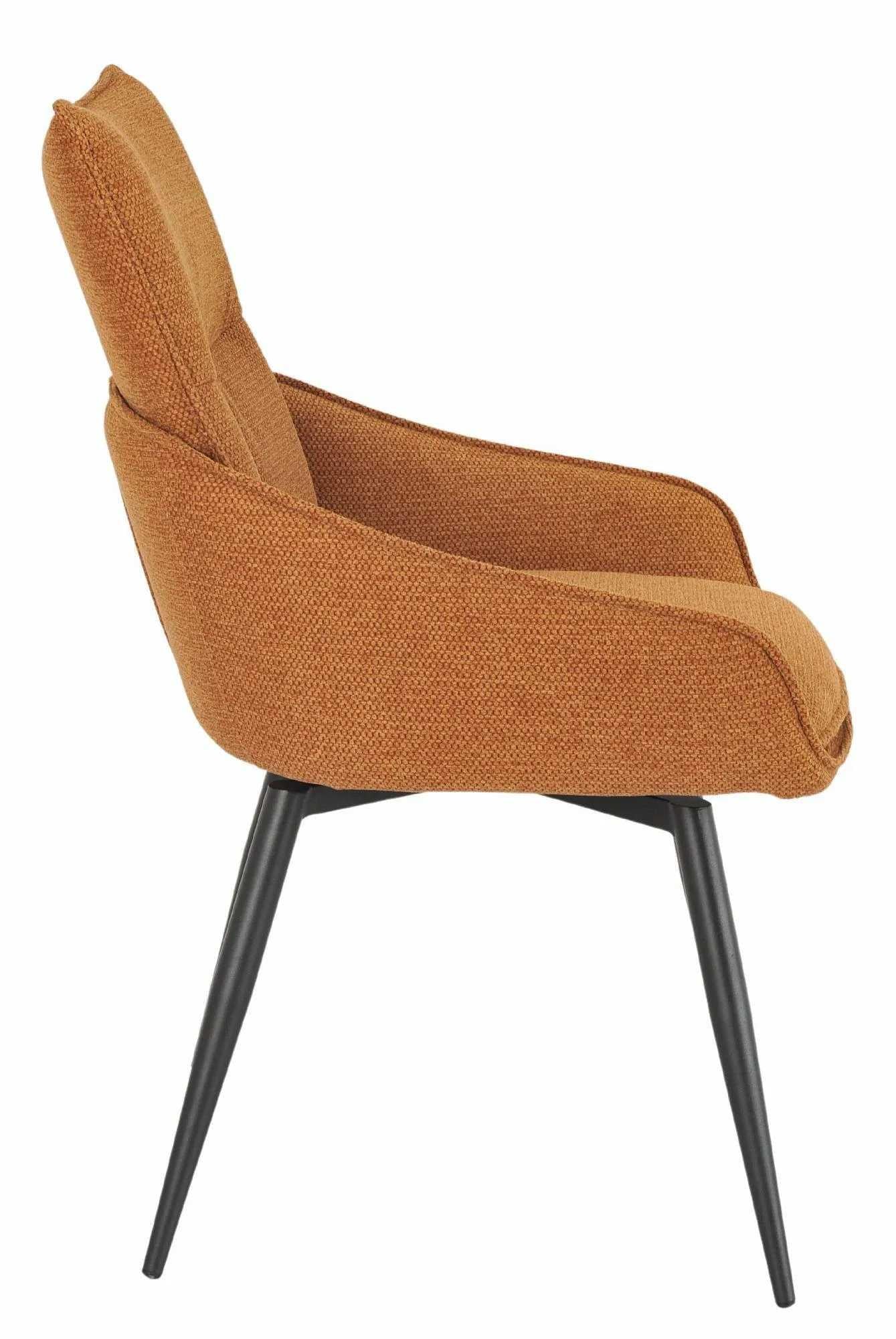 Flavio Orange Fabric Swivel Dining Chair with Black Legs - Pair of 2