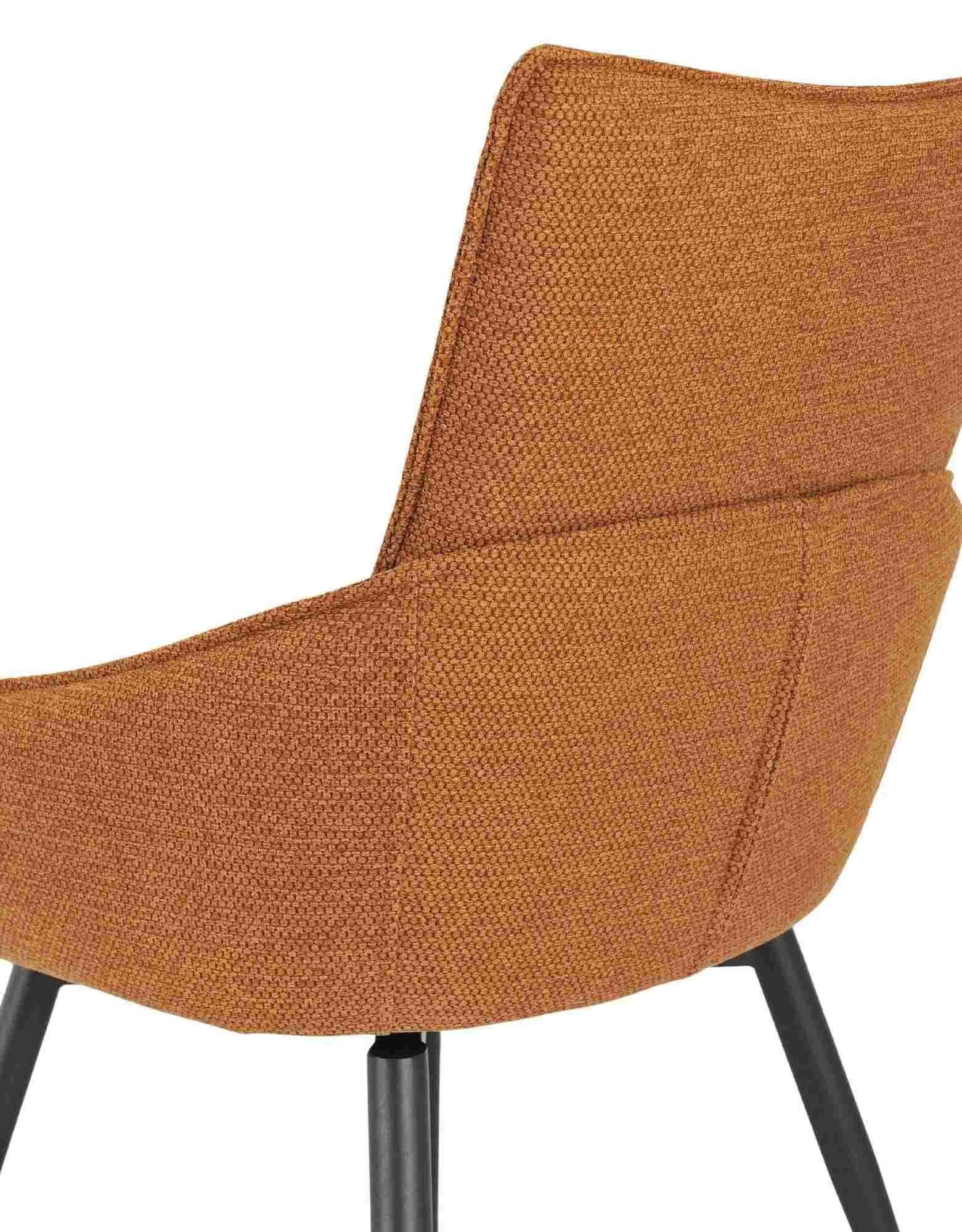 Flavio Orange Fabric Swivel Dining Chair with Black Legs - Pair of 2