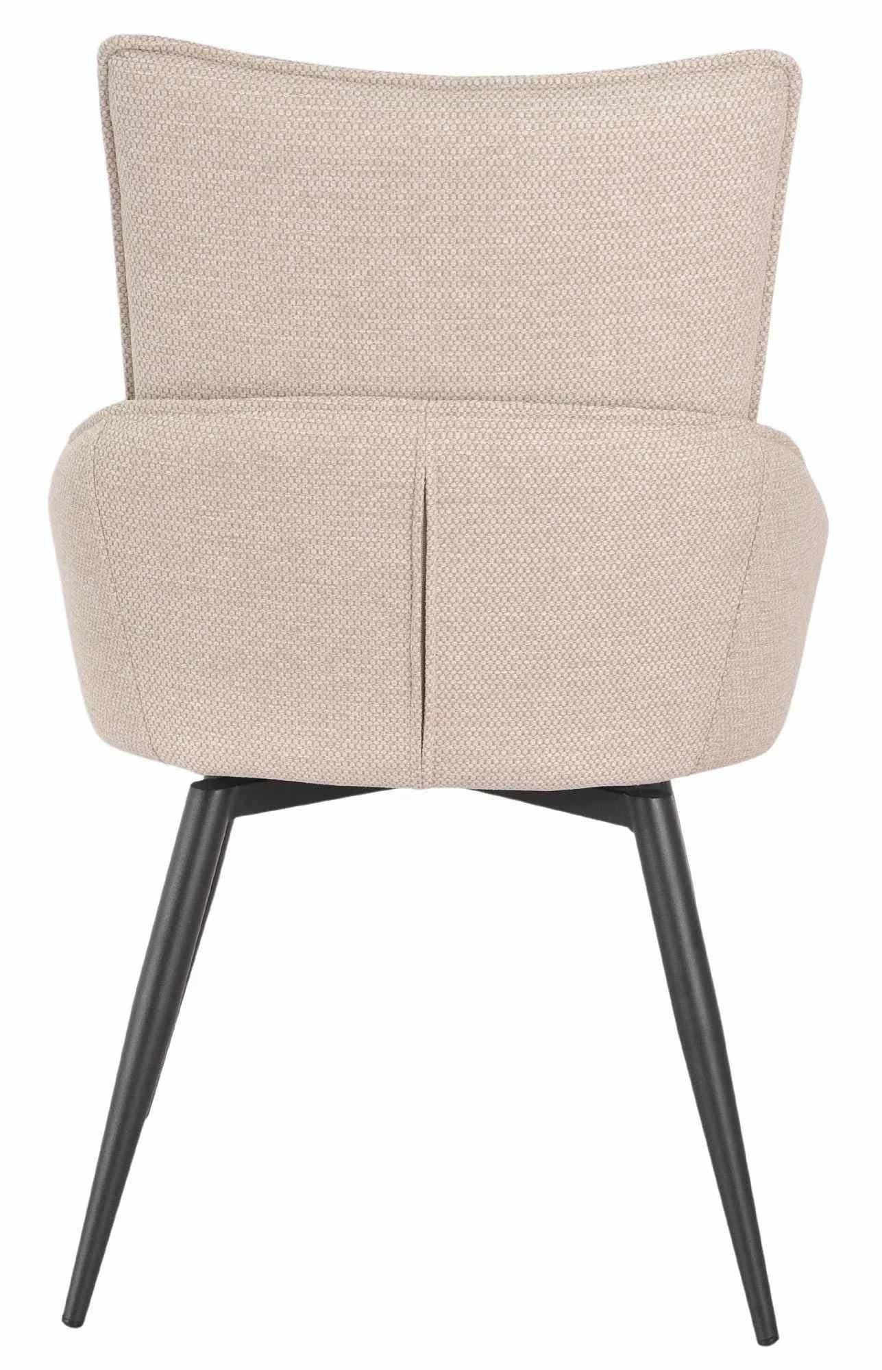 Flavio Beige Fabric Swivel Dining Chair with Black Legs - Pair of 2