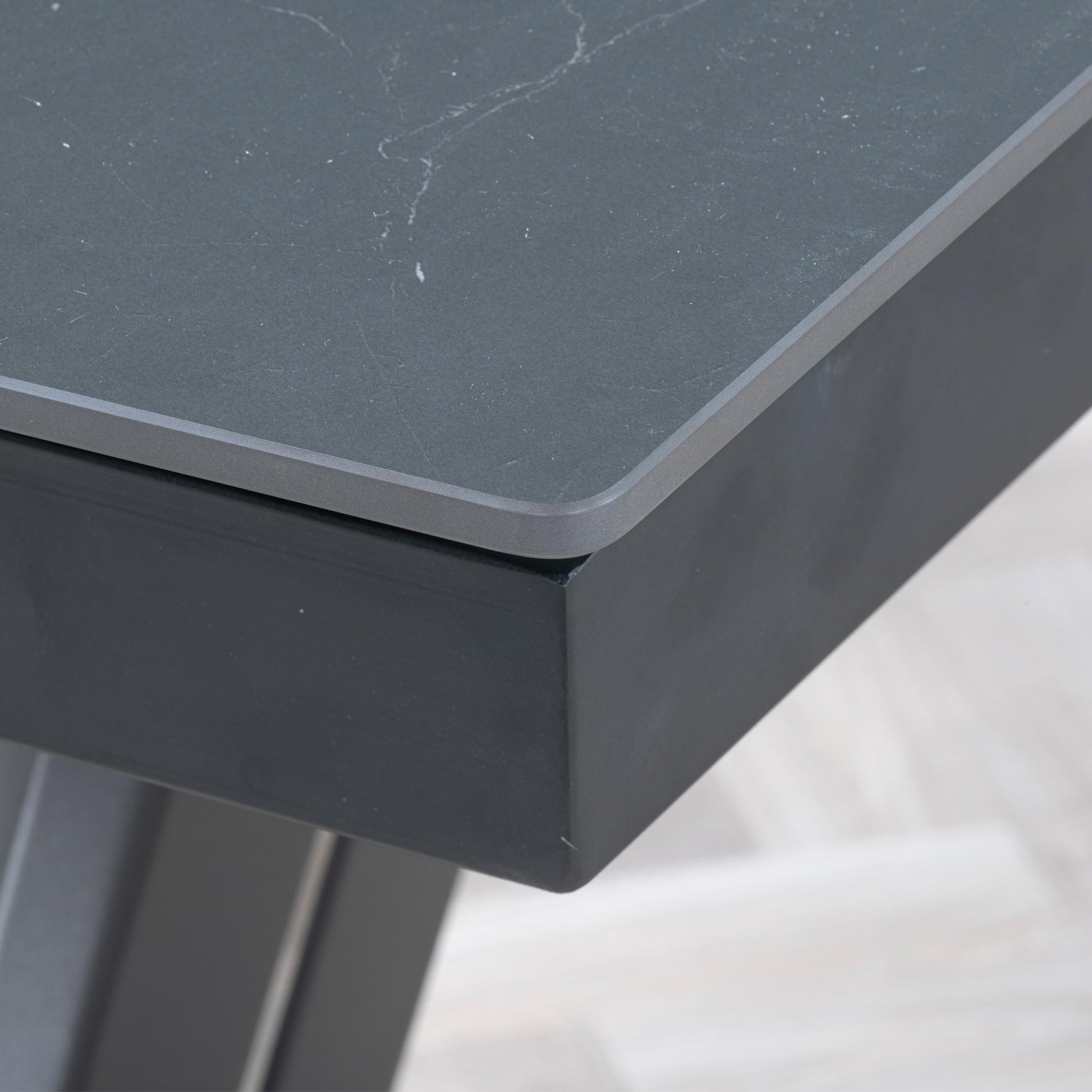 Delta Black Sintered Stone Extending Dining Table - 140cm/180cm