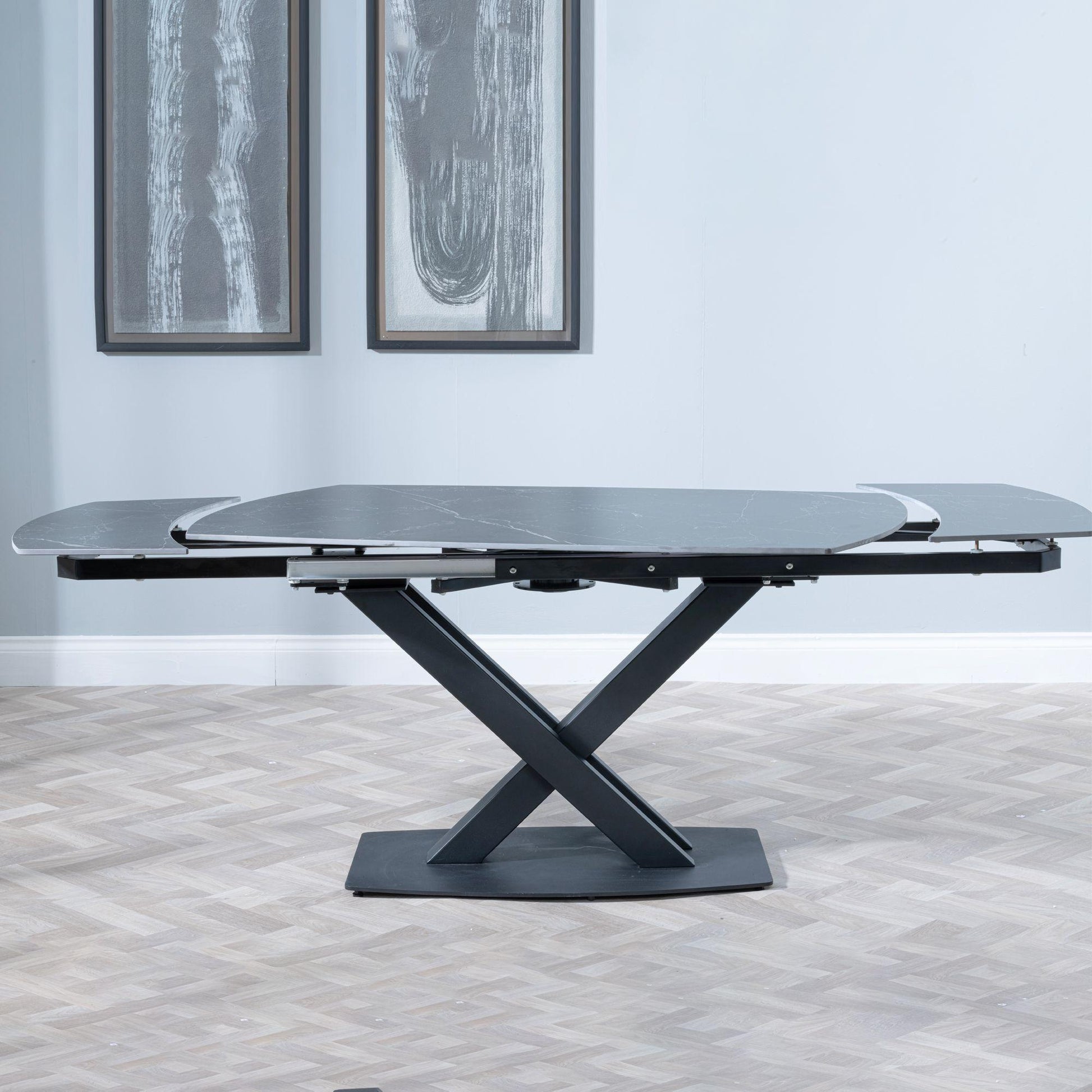 Atlanta Black Sintered Stone Extending Dining Table with Cross Base - 140cm/200cm