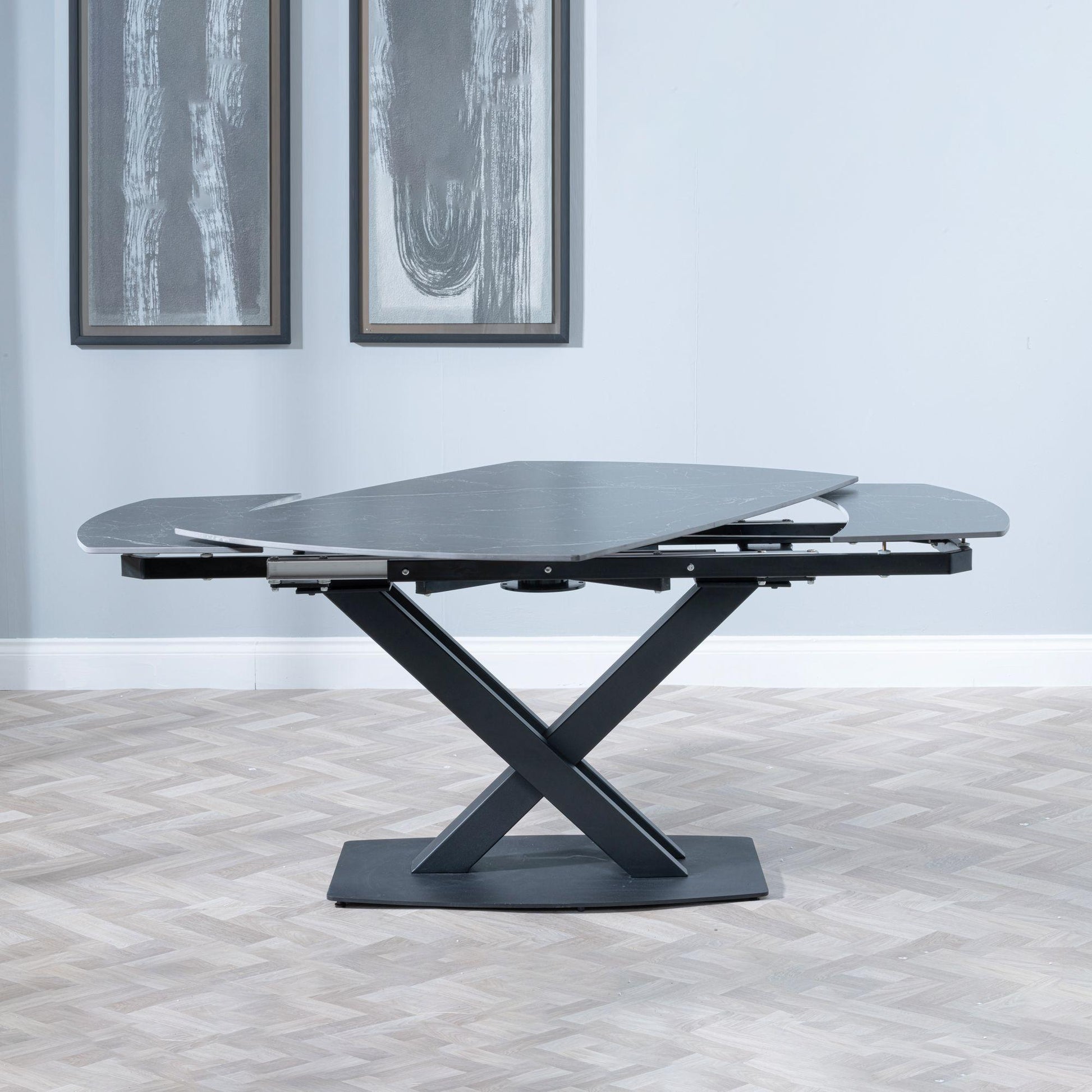 Atlanta Black Sintered Stone Extending Dining Table with Cross Base - 140cm/200cm