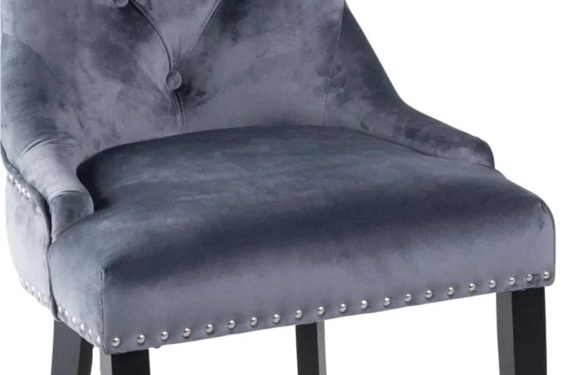 Monte Knocker Back Grey Velvet Fabric Chair with Black Wooden Legs - Pair of 2