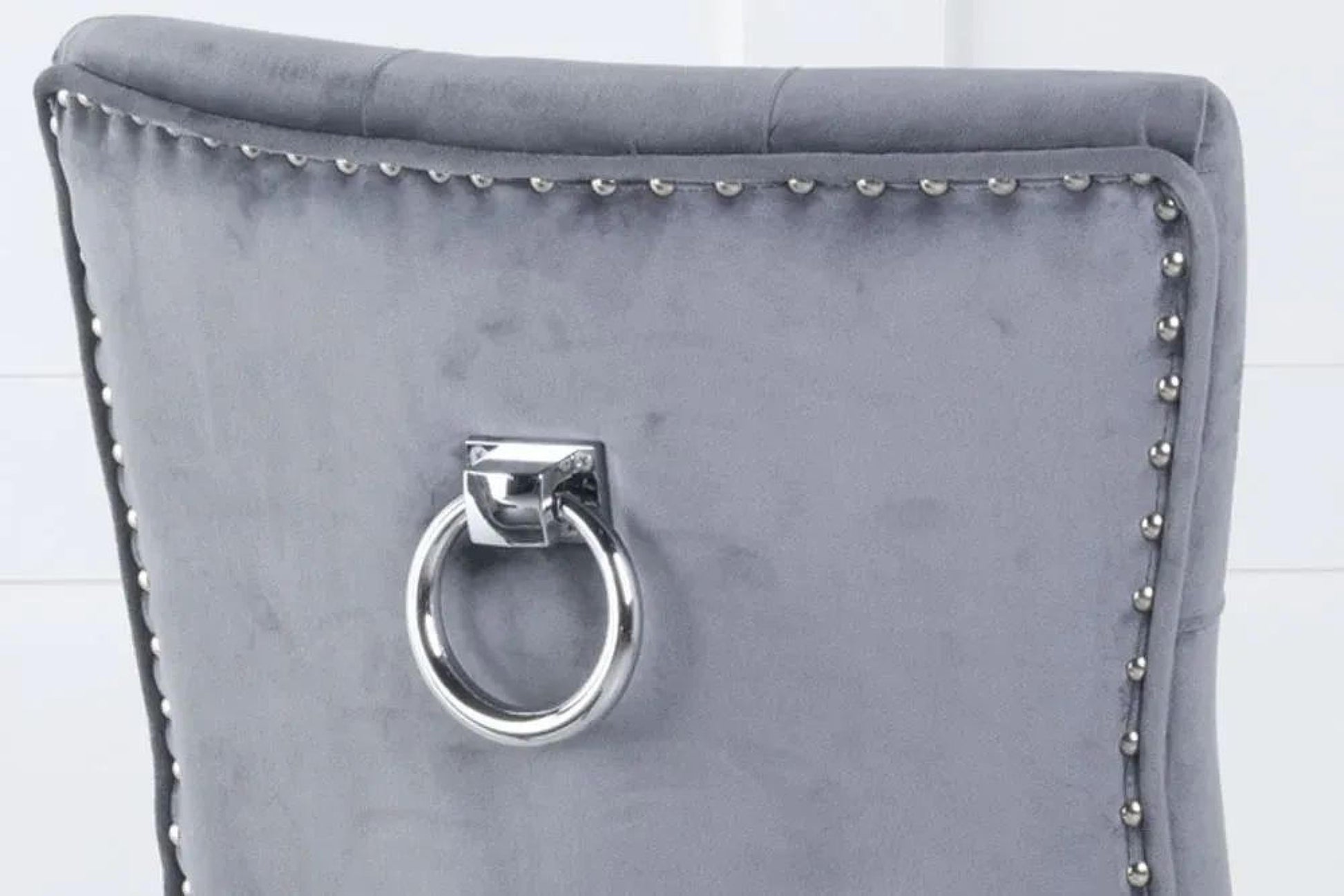Monte Knocker Back Grey Velvet Fabric Chair with Chrome Legs - Pair of 2