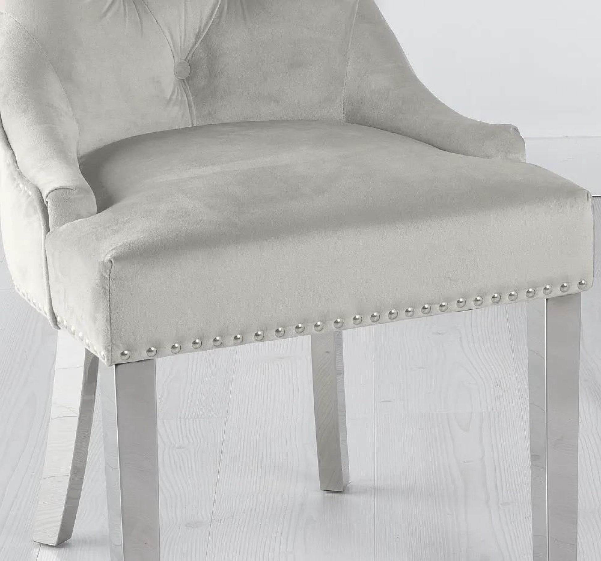 Monte Knocker Back Champagne Chair Velvet Chrome Legs - Pair of 2