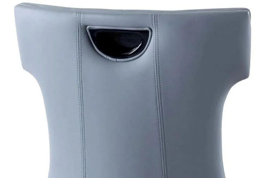 Tremiti Grey Leather Large High Back Dining Chair with Black Legs - Pair of 2