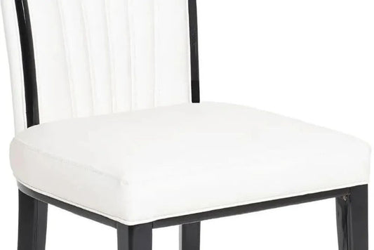Ramona White Leather Large High Back Dining Chair with Black Legs - Pair of 2