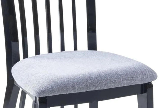 Venito Black High Gloss Slatted Back Dining Chair with Grey Seat Pads - Pair of 2