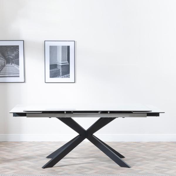 Welton White Ceramic Extending Dining Table with Black Star Base - 140cm/200cm