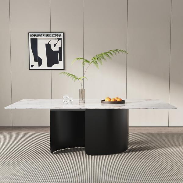 Eclipse White Marble Dining Table - 180cm