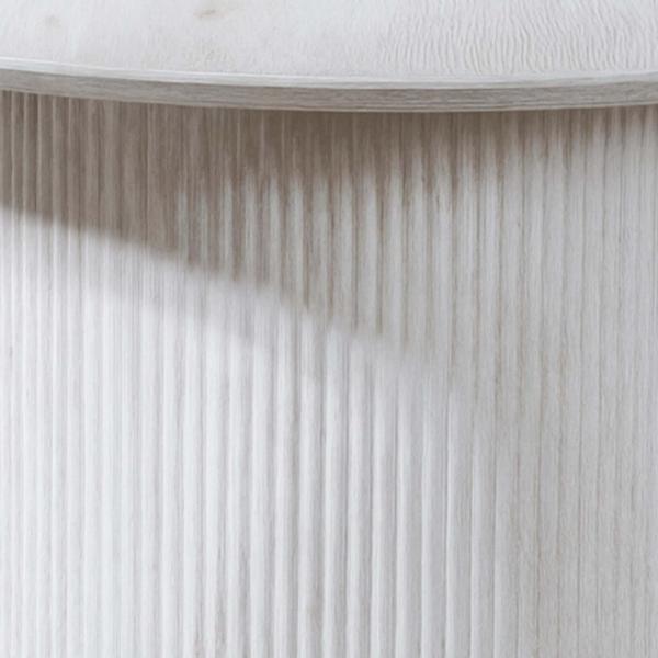 Renzo White Round Coffee Table with Fluted Ribbed Drum Base