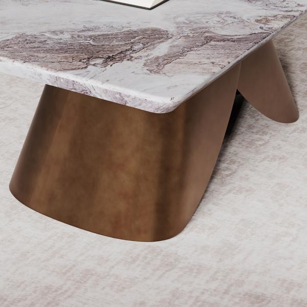 Athena Bronze White Marble Coffee Table