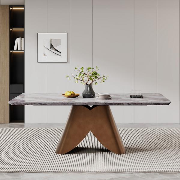 Athena Silver White Marble Dining Table - 180cm