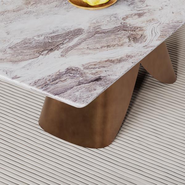 Athena Silver White Marble Dining Table - 180cm
