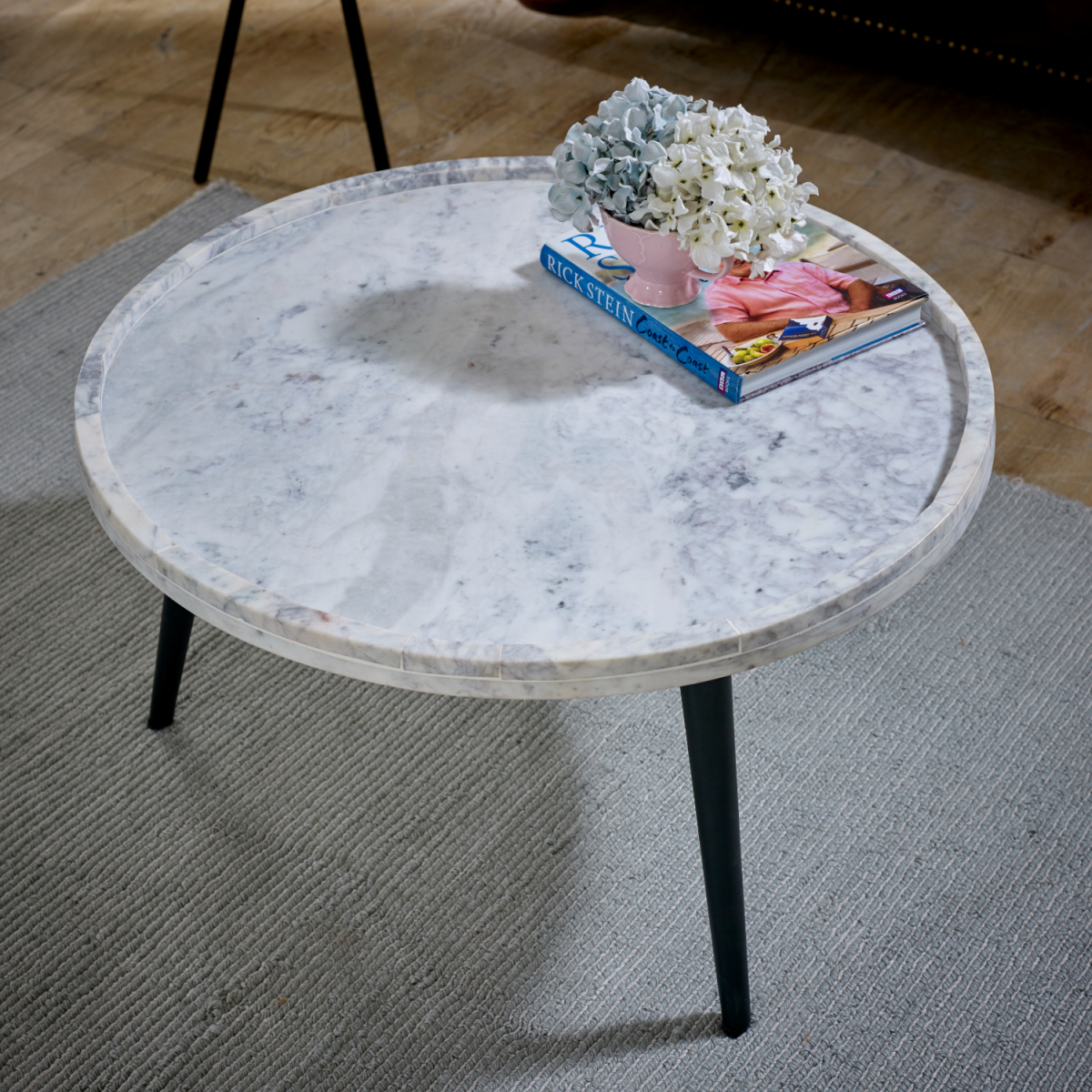 Opal Coffee Table With Marble Top And Metal Legs
