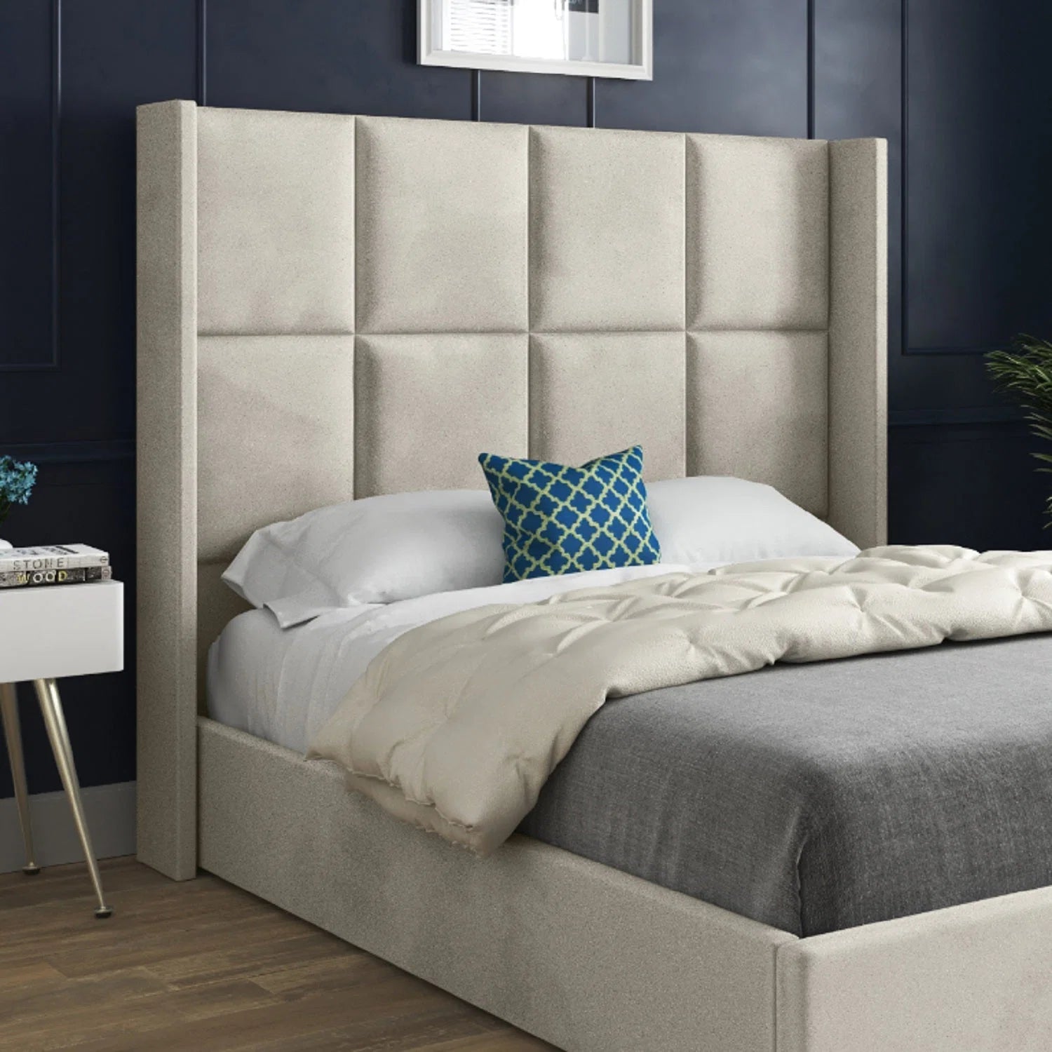Monarch Straight Winged Upholstered Bed Frame
