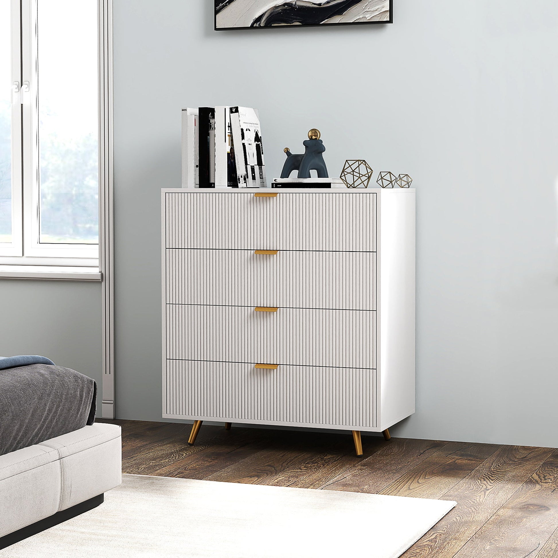 Elegant Four-Drawer Chest - White