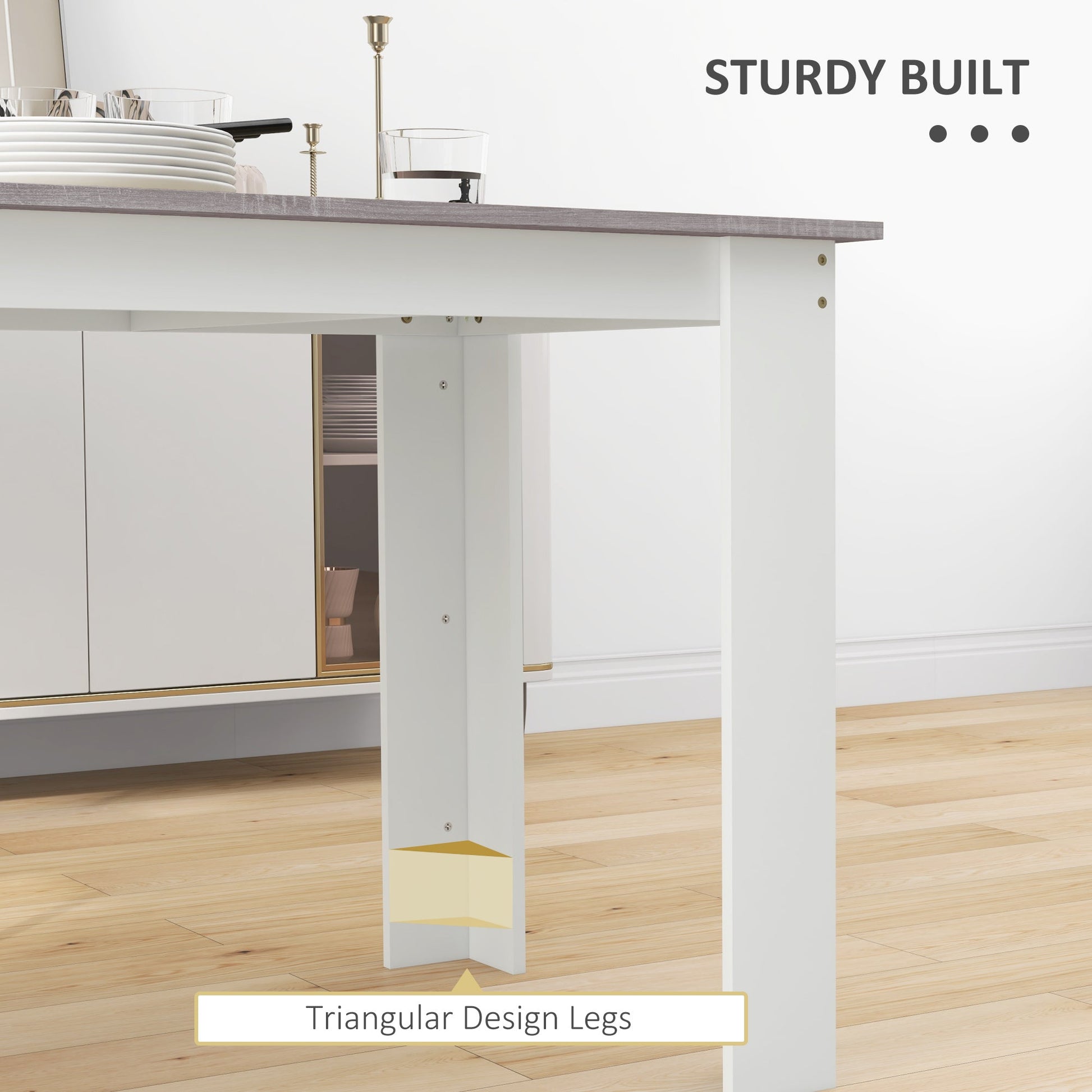 Dining Table for 4-6 People, Kitchen Table with Wood Effect for Dining Room, Grey