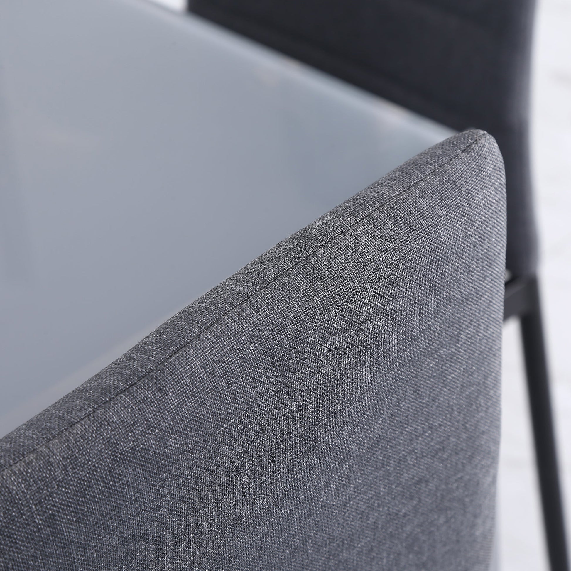 High Back Dining Chairs Modern Upholstered Linen-Touch Fabric Accent Chairs with Metal Legs for Kitchen - Grey x4