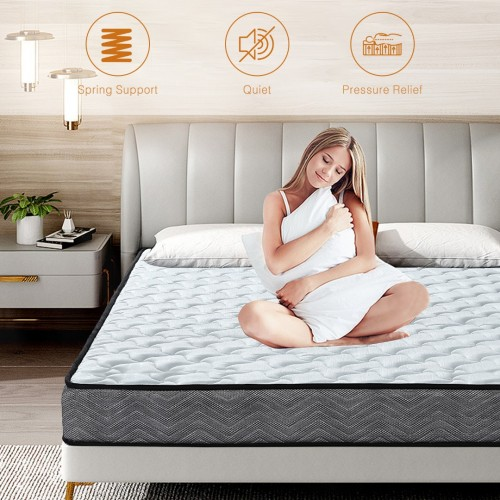 Good Night Single Bed Memory Foam & Spring Mattress - Quilted, Hypoallergenic, Breathable Design with Lumbar Support