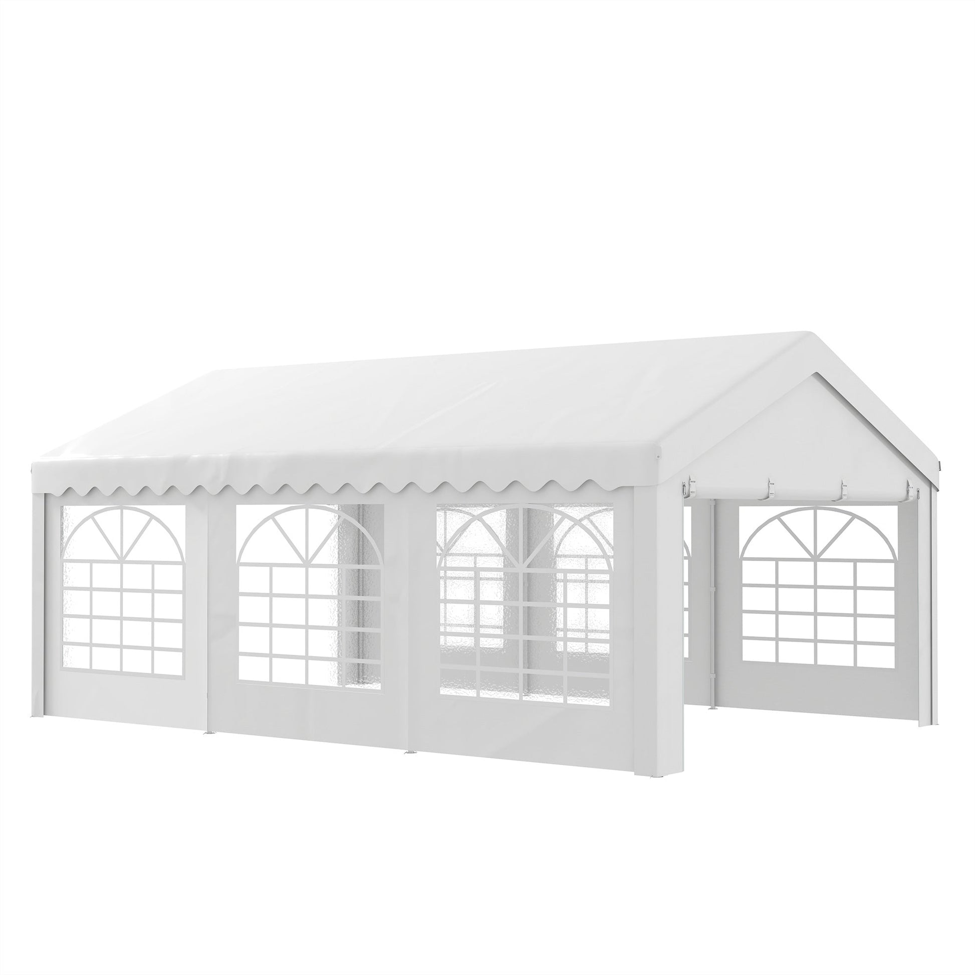6m x 4m Garden Gazebo, Galvanised Marquee Party Tent with Removable Sides and Windows for Parties, Wedding and Events, White