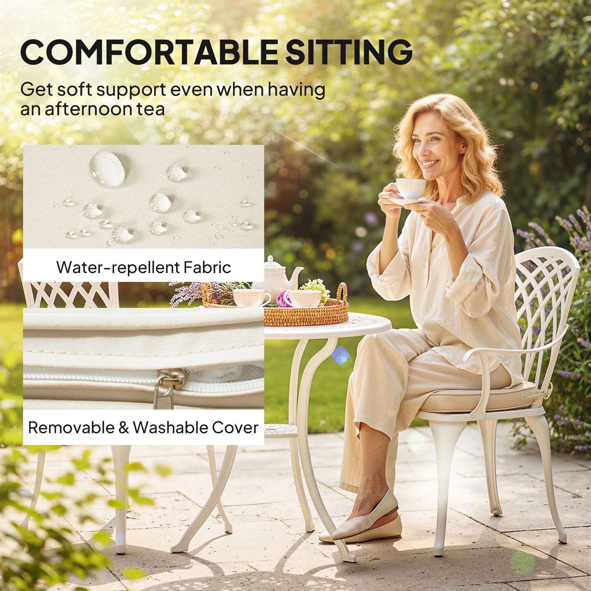 Three-Piece Cast Aluminium Bistro Set - White
