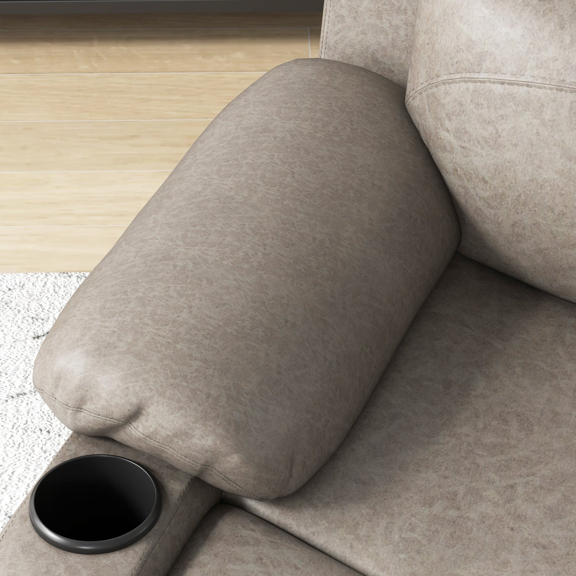 Recliner Chair, Microfibre Reclining Chair with Adjustable Leg Rest, Cup Holders, Recliner Armchair for Home Living Room, Brown